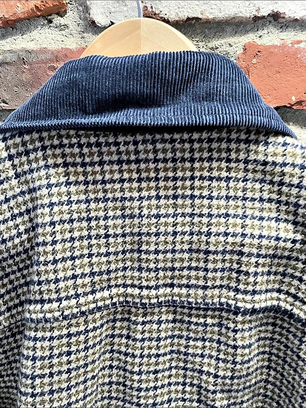 Cropped Lucky Brand Houndstooth Utility Jacket Blue & Cream Medium - Picture 9 of 10